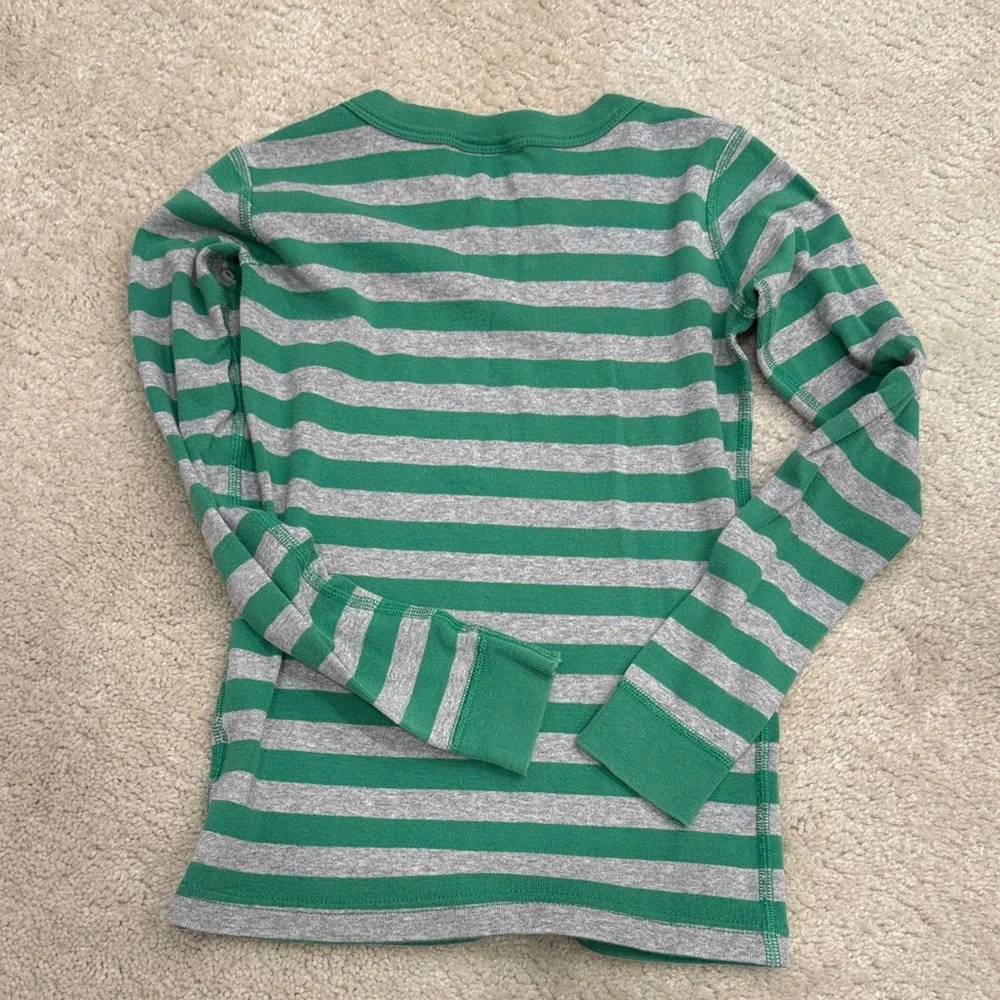 Hanna Andersson Green and Gray Striped Pajama Set sz 8 / 130 cm LIKE NEW - Picture 5 of 5